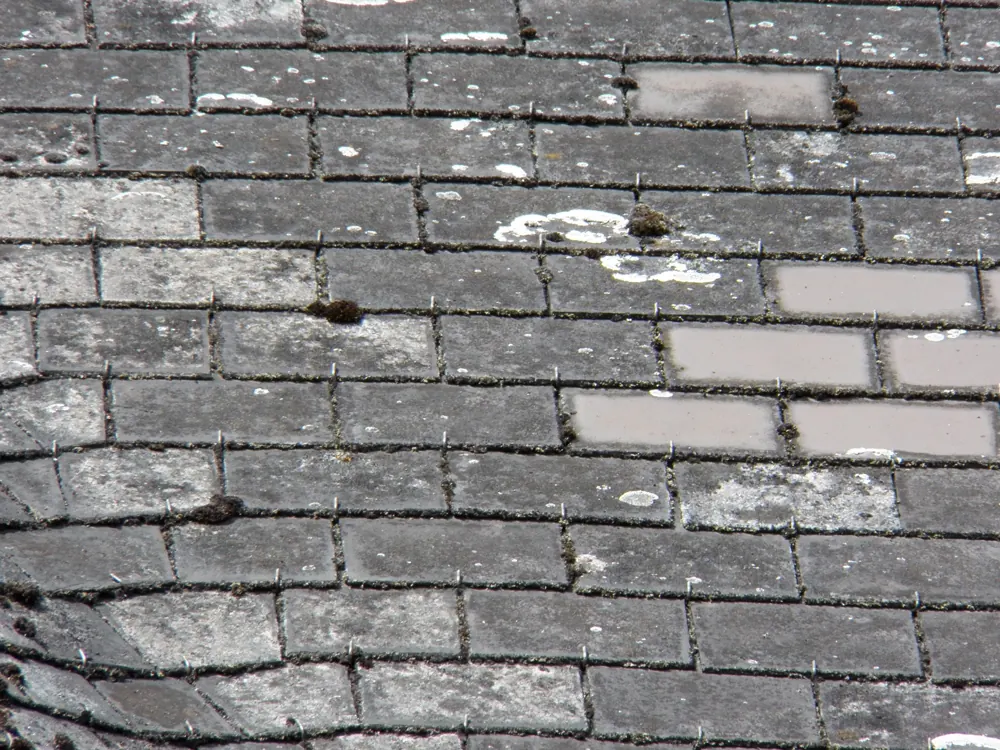 Grey asbestos-cement roof slates
