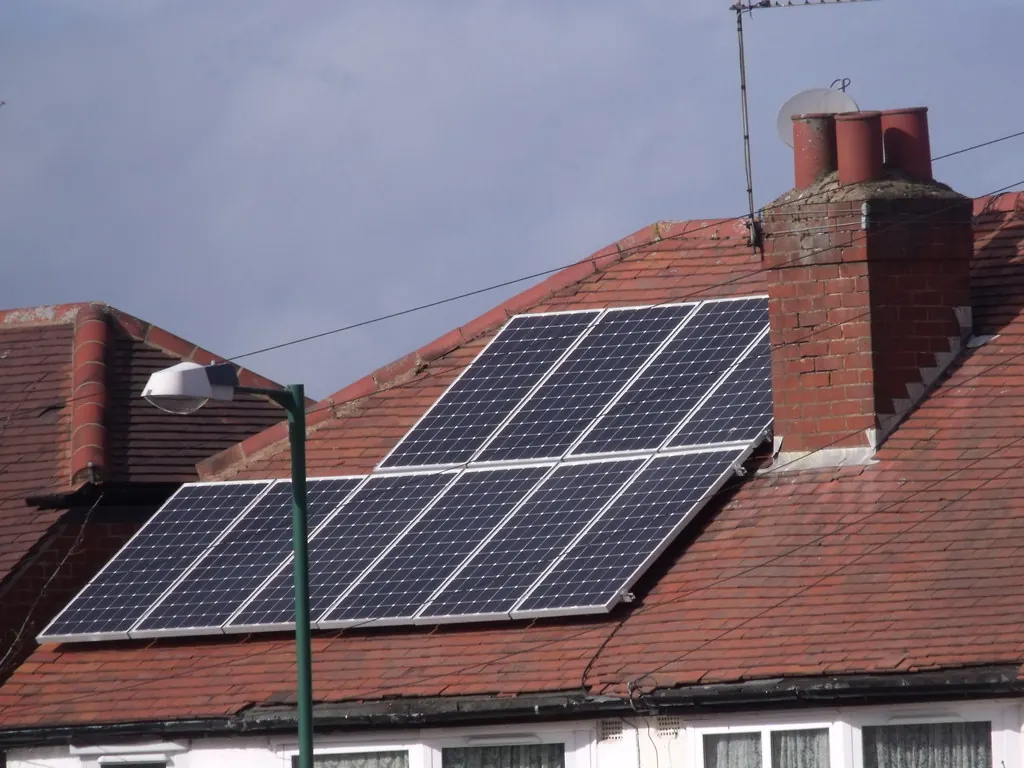 Solar panels mounted on a house roof
